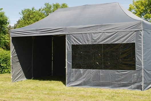 Perete pavilion PROFESSIONAL 3x6 m - gri antracit -fereastra panorama - 2 buc