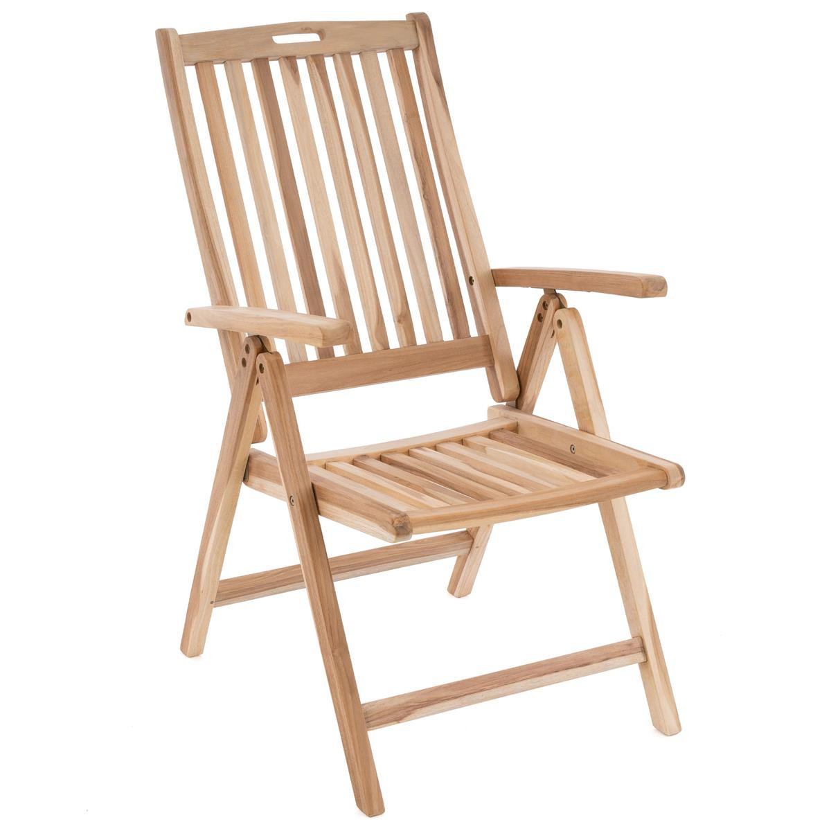 Scaun pentru terasa pliabil din lemn de TEAK - reglabil in 5 puncte