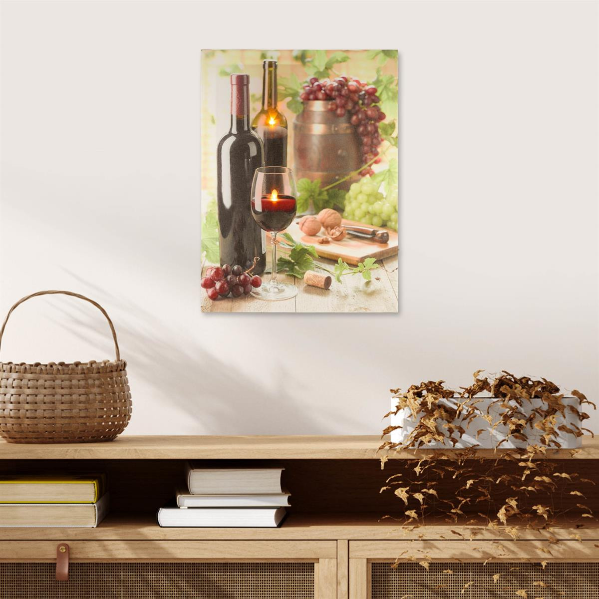Tablou iluminat 2 leduri cu timer - 30x40cm - print digital pe canvas - seara cu vin
