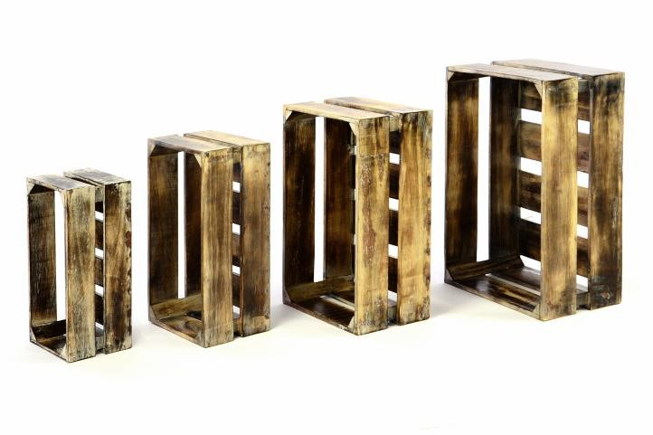 Lada depozitare VINTAGE din lemn de Albizia - set de 4 bucati - diverse marimi