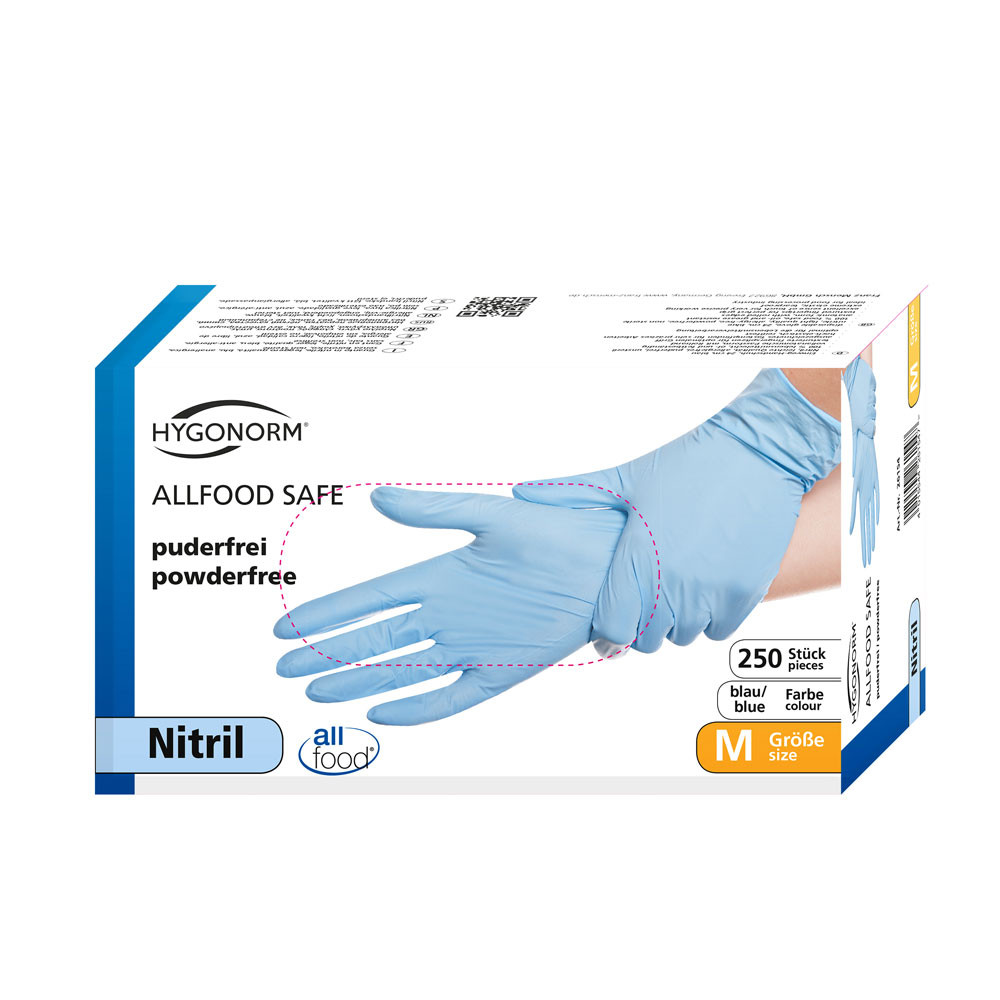 Manusi unica folosinta ALLFOOD SAFE - nitril fara pudra culoare albastru - marime XL - 250 buc