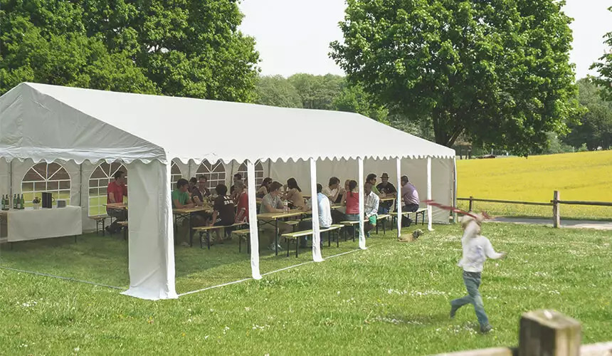Pavilion - cort evenimente FLEX PLUS - 4x6 m - culoare alb - prelata acoperis PE 300g mp