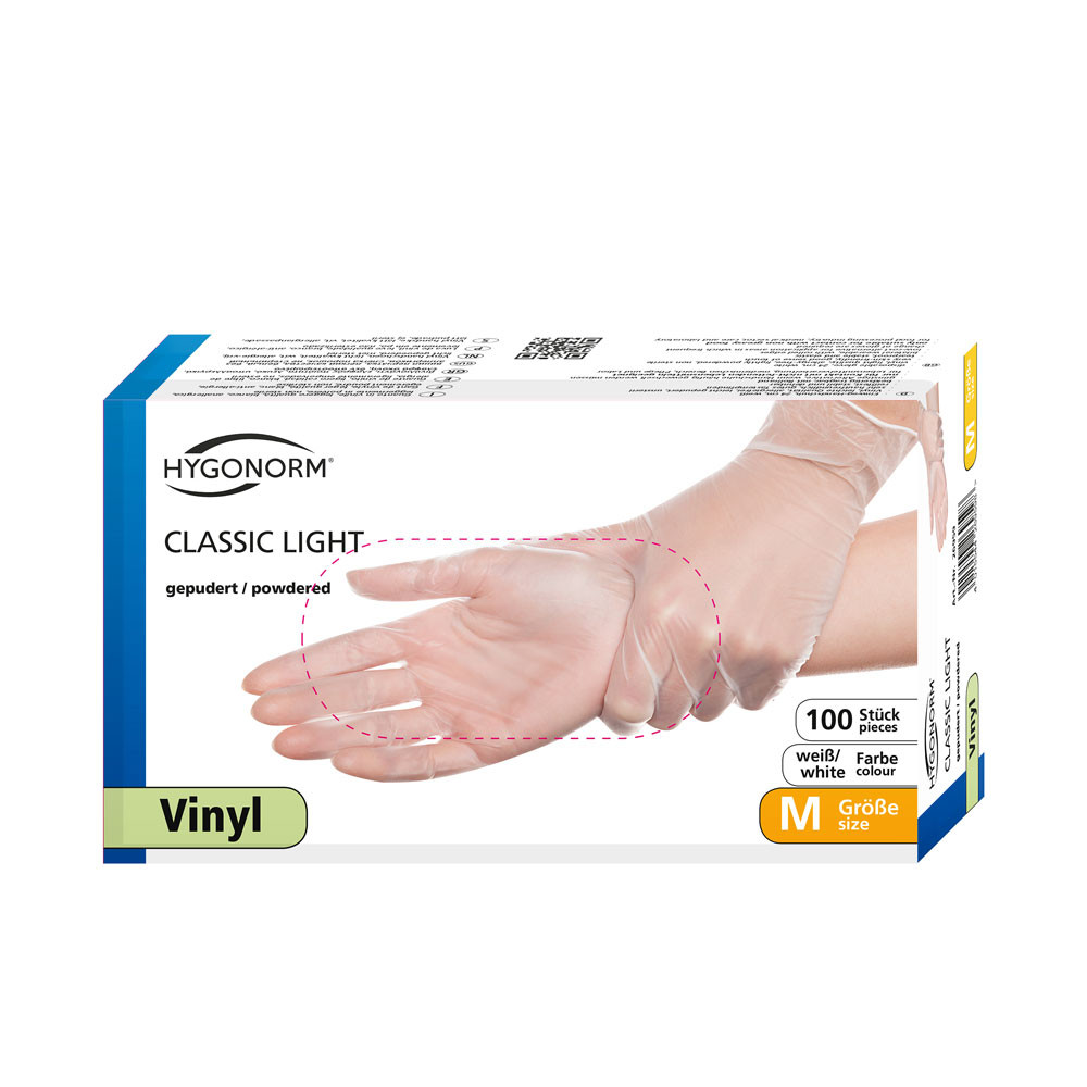 Manusi unica folosinta CLASSIC LIGHT - Vinyl clear - calitate light usor pudrate - marime M - 100 buc