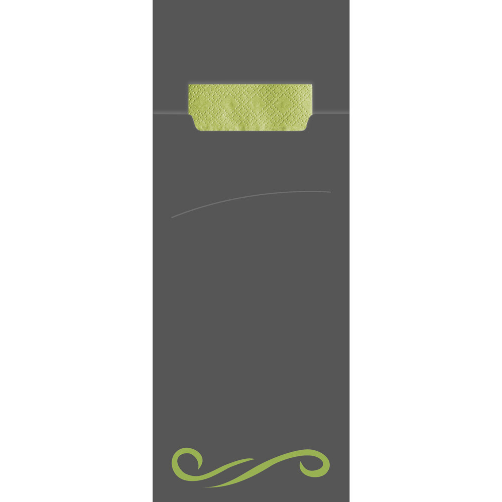 Punga tacamuri CLASIC din FSC mix 20x8.5 cm - cu servetel lime - culoare gri