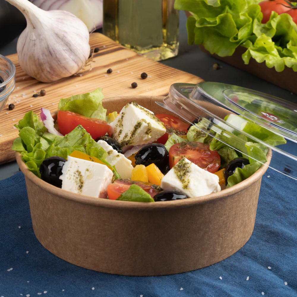 Bol salata CAESAR 1.300ml, diam.18.5cm - hartie kraft impregnata PLA - inalt 6.6 cm