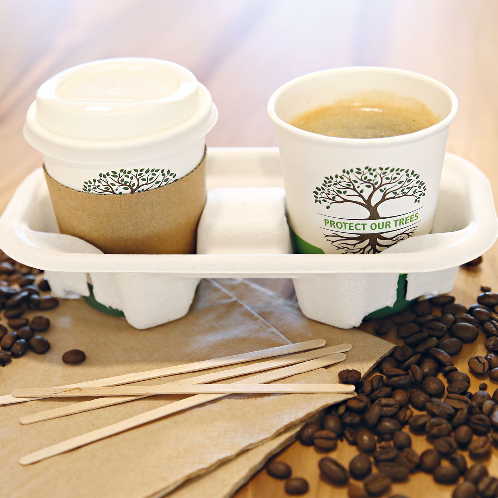 Pahar cafea Bio NATURAL Protect TREE certificat FSC - 1 perete - din carton PLA-stratificat - 12 oz 300ml 9cm - 50 buc