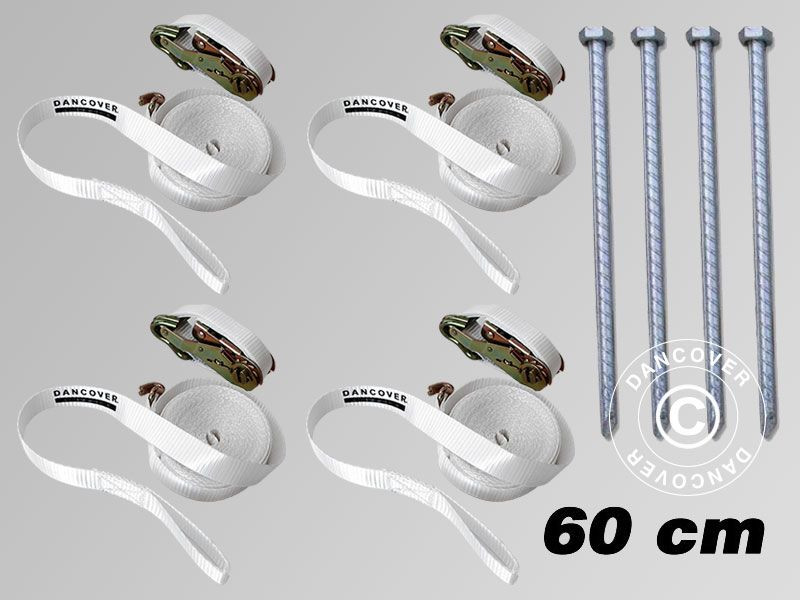 Safety pack - chinga 8m + piron prindere 60 cm - pentru pavilioane vant puternic