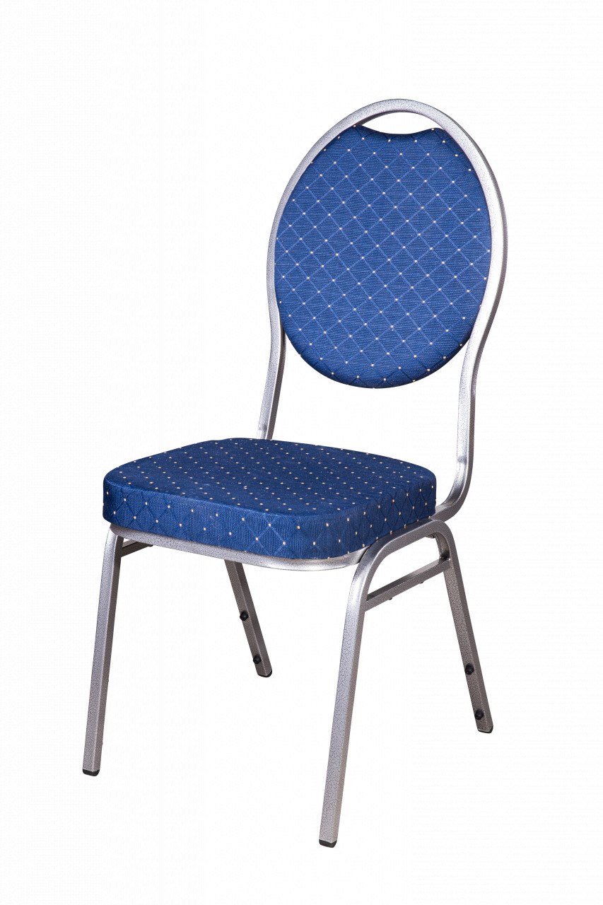 Scaun eveniment - catering BERLIN - cadru metalic vopsit electrostatic - tapiterie albastra - maxim 150 Kg - suprapozabil