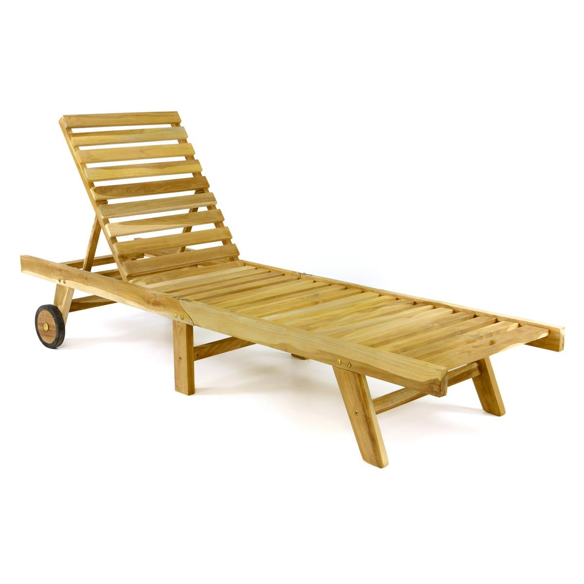 Sezlong pliabil Divero din lemn de TEAK 200x57x34 cm - pliabil cu roti