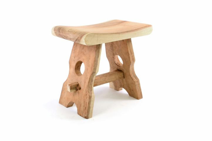 Taburet terasa din lemn de SUAR - masiv in stil taranesc nefinisat - 49x45x29 cm