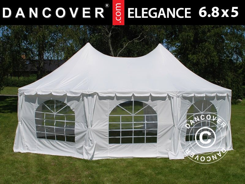 Acoperis pavilion - cort, 8 colturi 6.8 x 5.0 m - alb