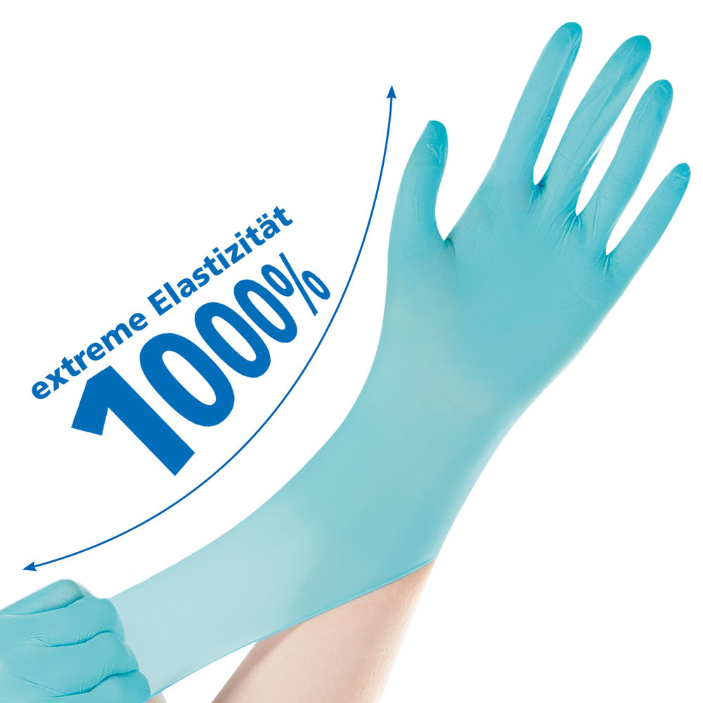Manusi examinare NEO STRETCH PRO - neoprene fara pudra - elasticitate 1000% - marime M turquoise 100 buc