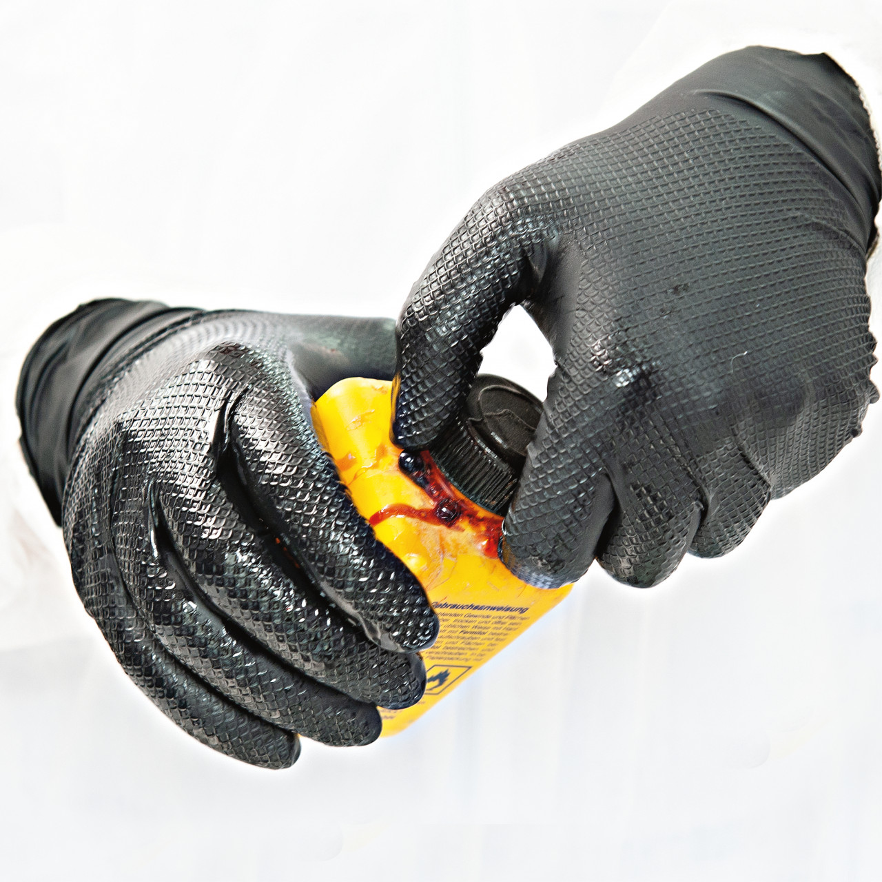 Manusi unica folosinta POWER GRIP - nitril fara pudra culoare negru - anti-alunecare cu grip - marime XL - 50 buc