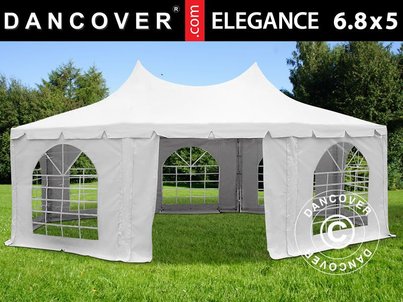 Pavilion - cort in 8 colturi MARQUEE Elegance PRO - 6.80 x 5 metri culoare alb