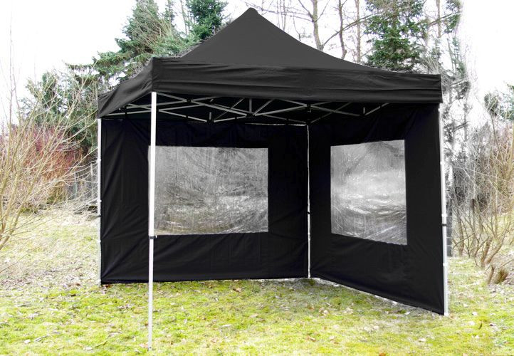 Pavilion pliabil PROFI 3x3 m negru - 2 pereti - acoperis impermeabil