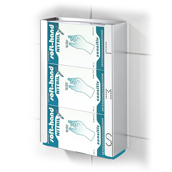 Suport din INOX pentru 3 cutii de manusi - marime S M L- 37.7x9.6x25.8 cm