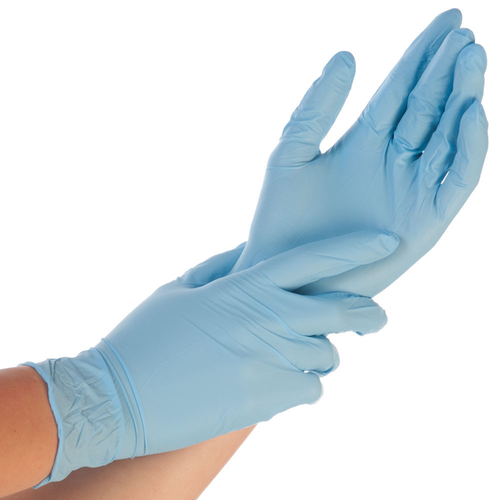 Manusi unica folosinta EXTRA SAFE - nitril fara pudra - 24 cm - marime M albastru - 100 buc