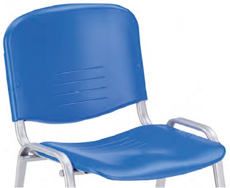 Scaun din plastic PPN - sezut, spatar culoare albastru- cadru metalic de prindere pe banca - model 1215