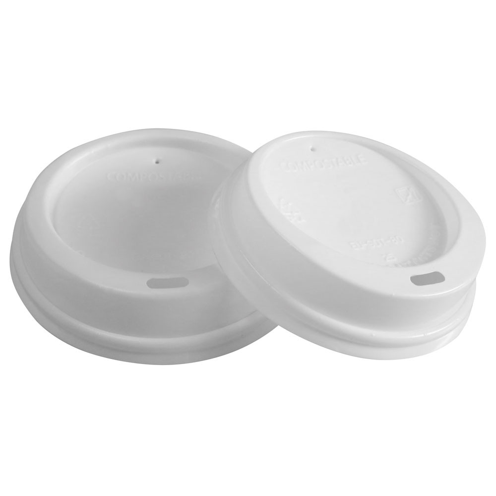 Capac Bio pahar de cafea din CPLA (Polylactid) - alb 9cm - 50 buc