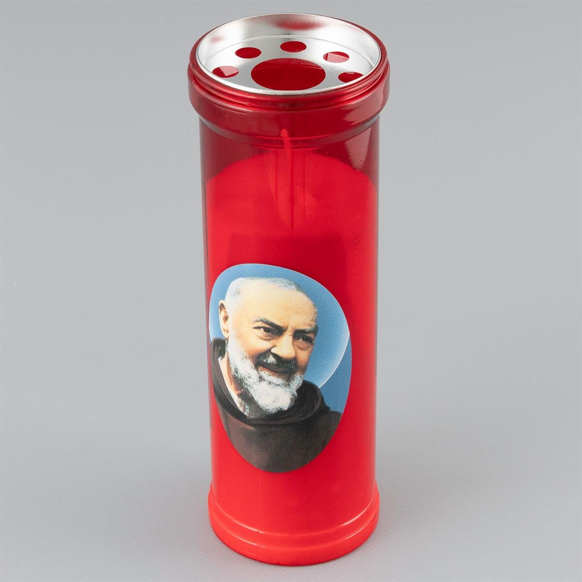 Lumanare rosie tip candela - Padre Pio - dimensiune 19.5x6.5 cm - 2 bucati