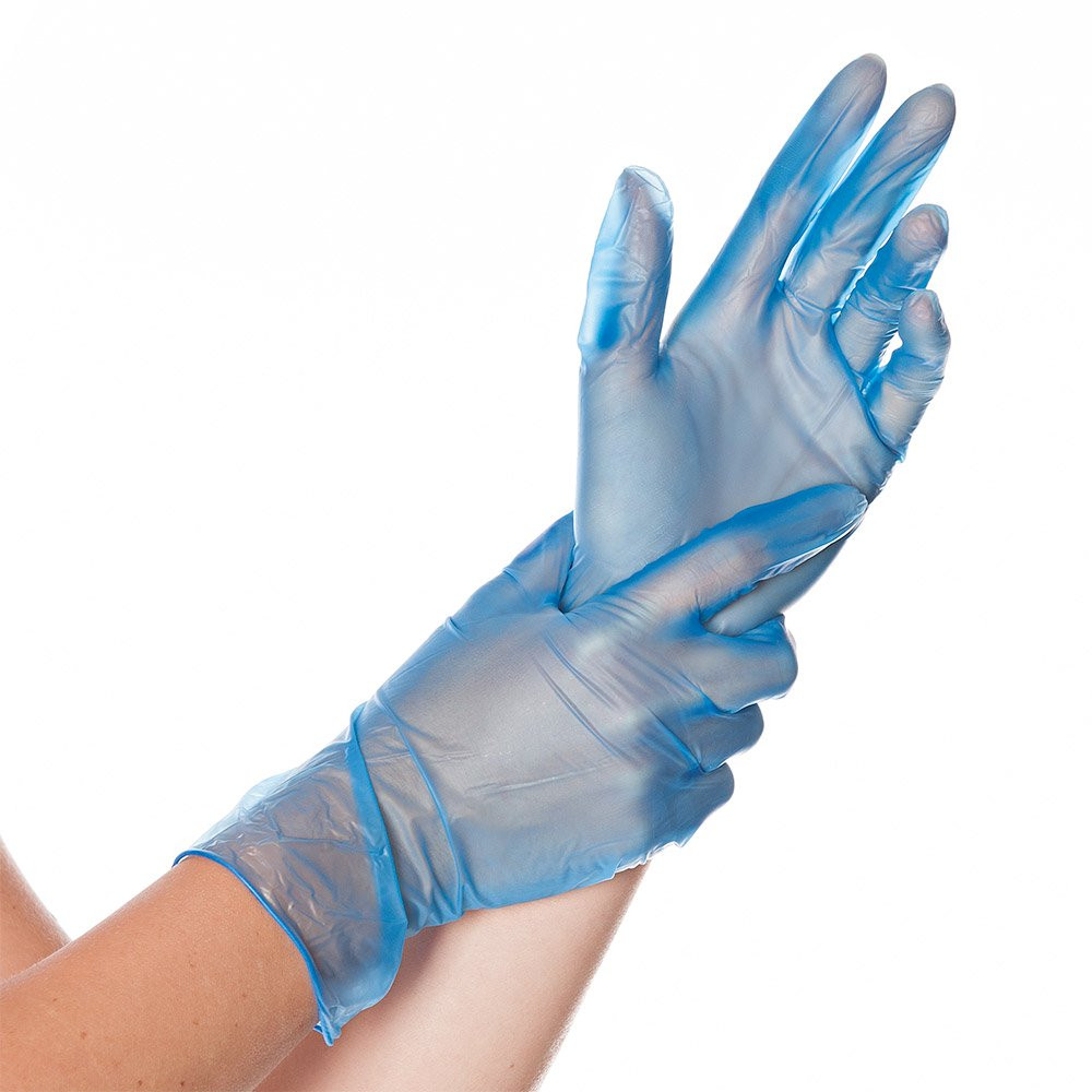 Manusi unica folosinta CLASSIC BLUE - Vinyl albastru usor pudrate - calitate extra light - marime S - 100 buc