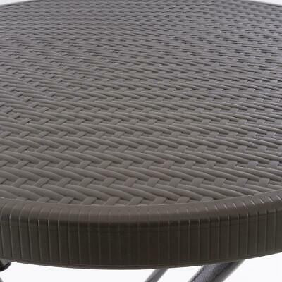 Masa inalta tip Bistro pliabila - 80x80x110 cm - rotunda ABS maro ratan