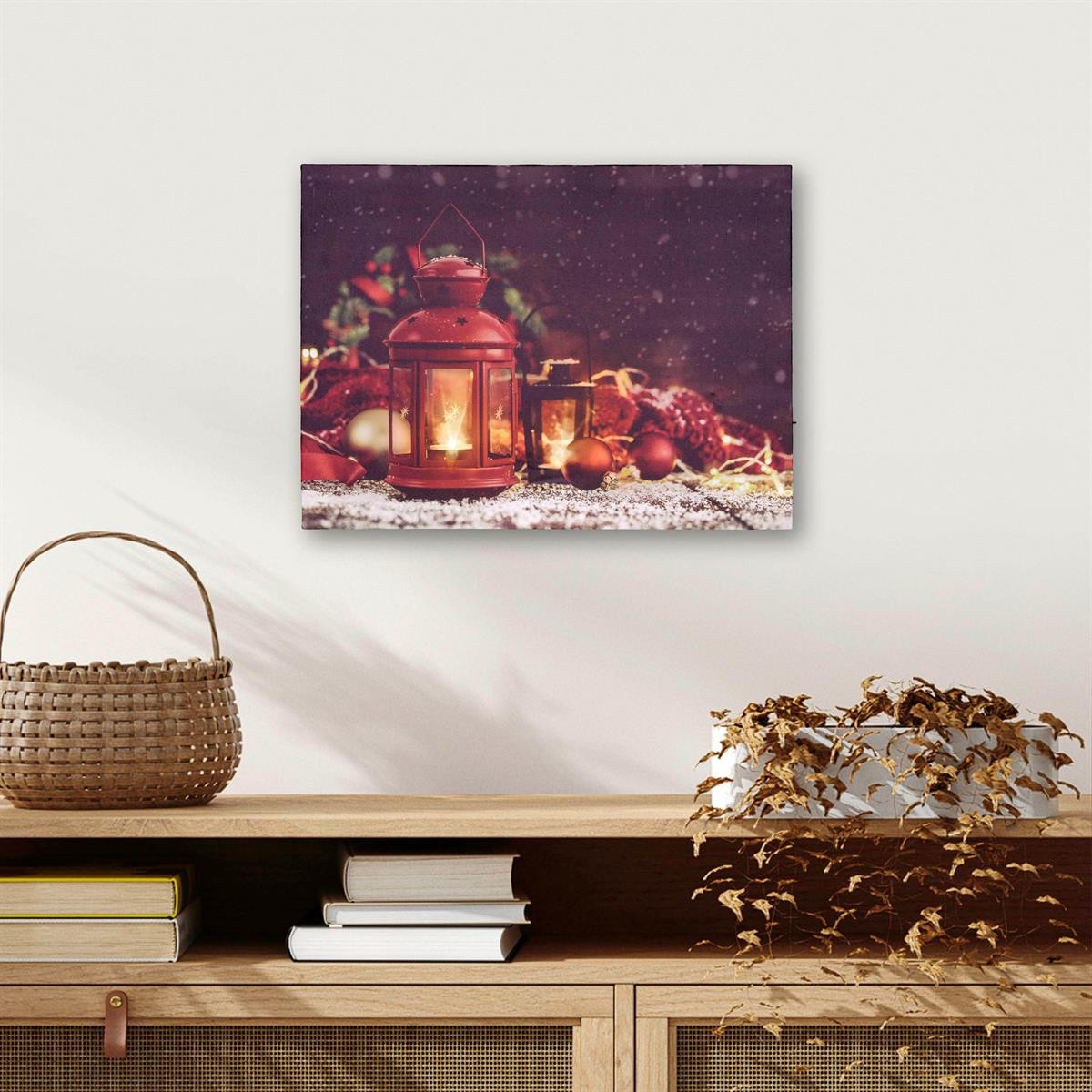Tablou iluminat 2 leduri cu timer - 30x40cm - print digital pe canvas - Lampa X-mas