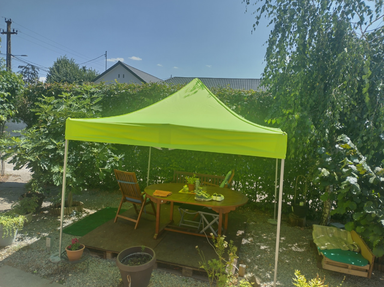 Acoperis pavilion FLEXPRO 3x3 metri - culoare galben neon - impermeabil Poliester cu PVC 300g mp