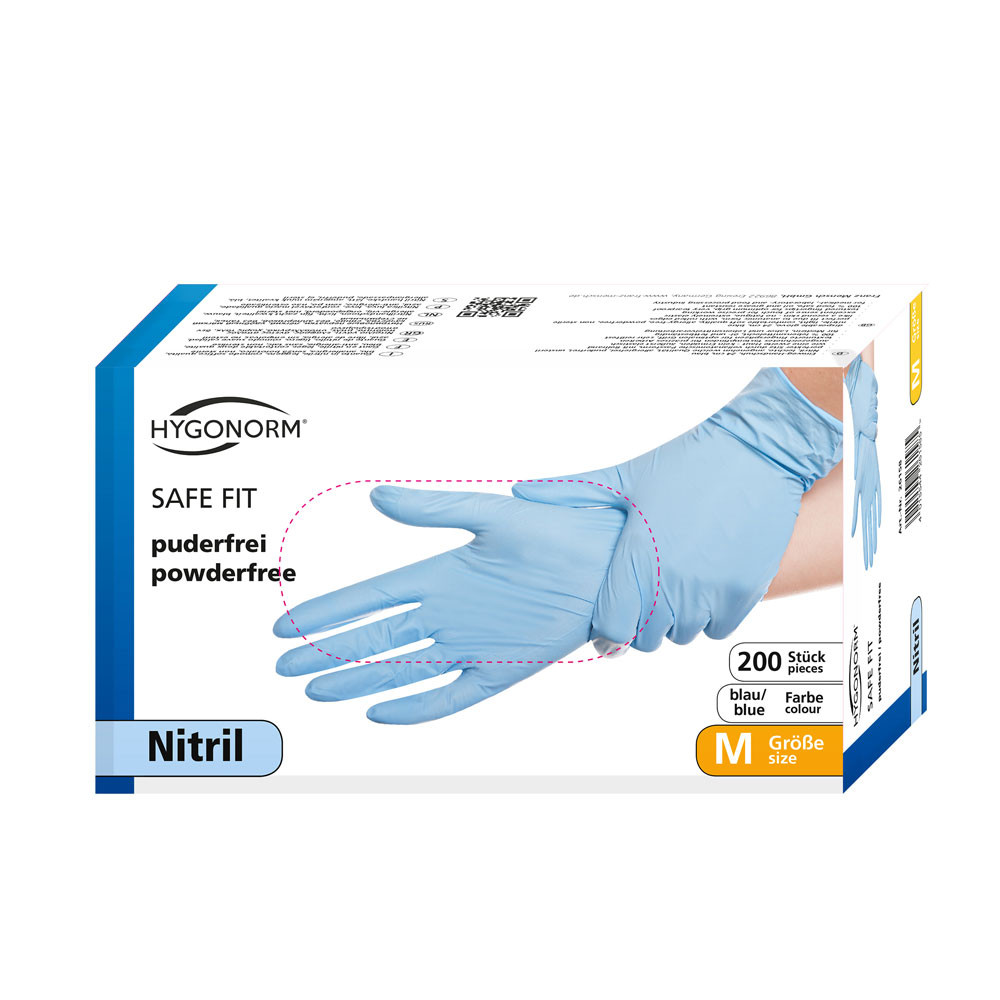 Manusi unica folosinta SAFE FIT - nitril fara pudra - 24 cm - marime XL albastru - 200 buc