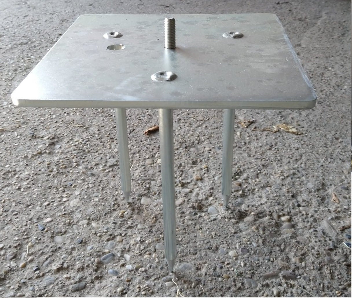 Placa metalica fixare pavilion - 30x30 cm - 3 tije de fixare - cromat