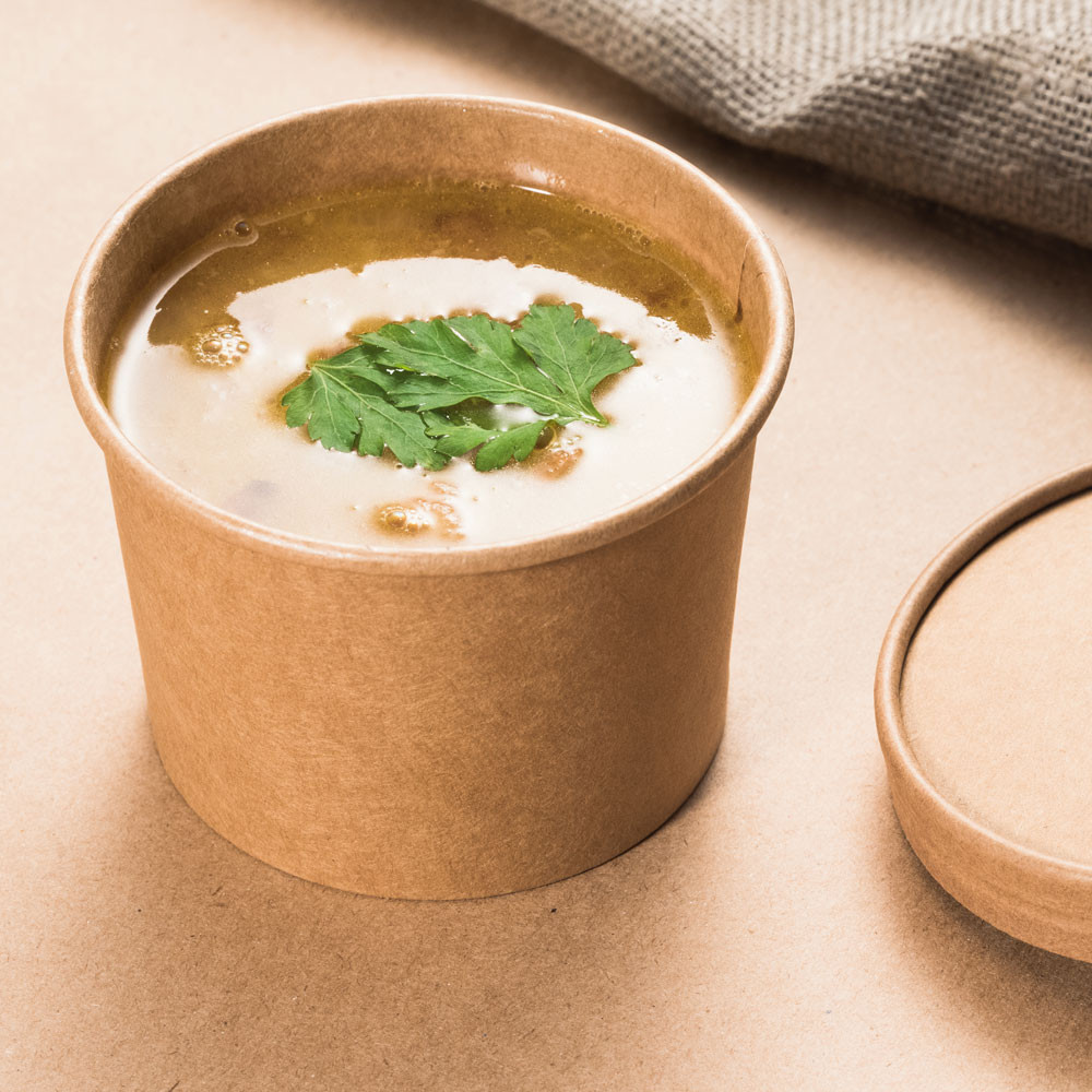 Bol supa MINESTRONE 750ml, diam. 11.6cm - hartie kraf impregnata PLA - inalt 6 cm