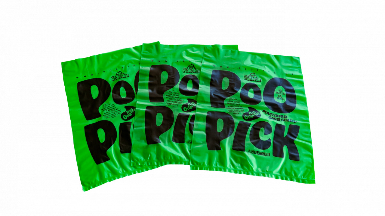 Punga igienica pentru caini POOPICK - 100% biodegradabil , 0% plastic, 0% petrol - 10 buc