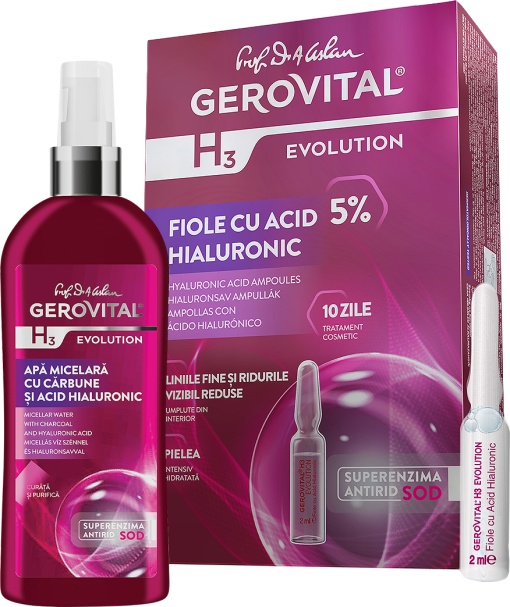 Gerovital H3 Evolution Apă Micelară + Fiole Cu Acid Hialuronic
