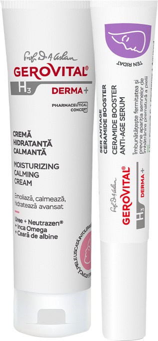 Gerovital H3 Derma+ Ser Anti-Age + Cremă Hidratantă Calmantă