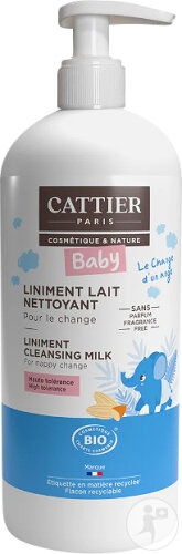 Cattier Lapte De Curățare Pentru Schimbat Scutecul Bebeluși Bio Flacon Cu Pompiță 500ml