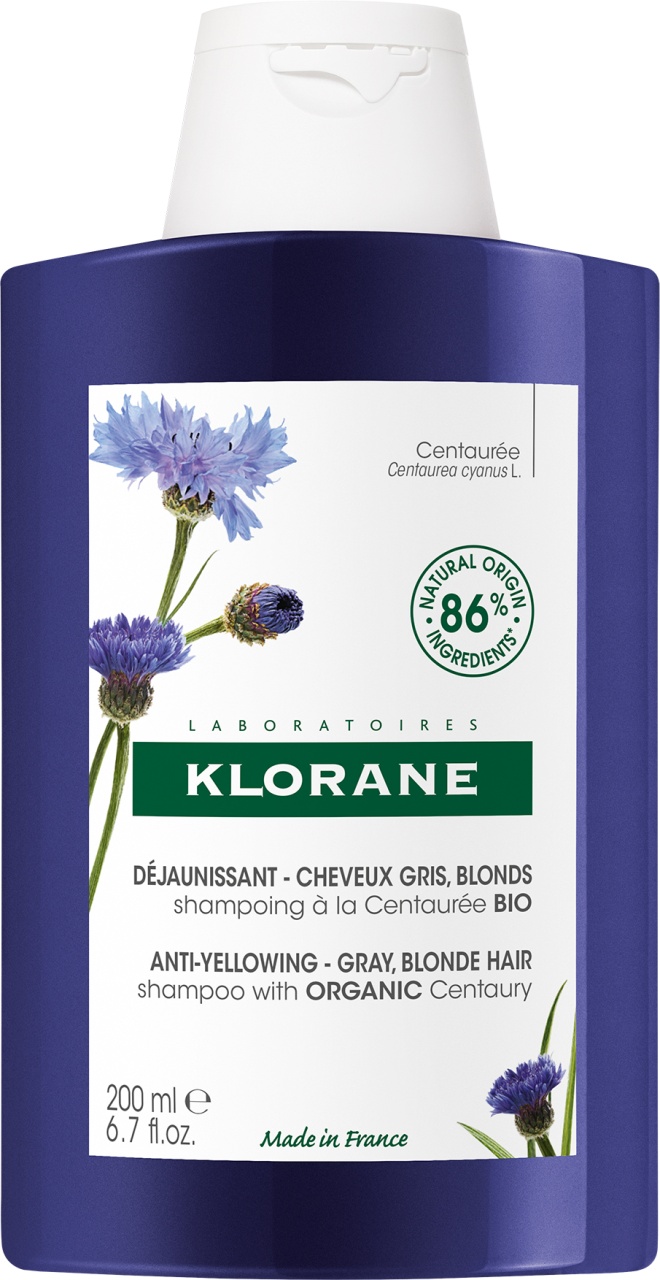 Klorane Șampon Anti-Îngălbenire Cu Albăstrea Bio Păr Gri Sau Blond 200ml