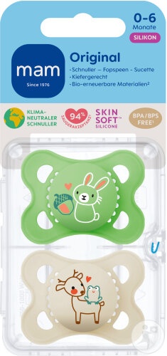 Mam Original Suzetă Silicon Bebeluși 0-6 Luni Unisex 2 Bucăți