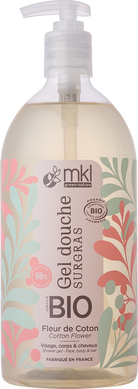 MKL Green Nature Gel De Duș Ultra Hridatant Bio Cu FloareDe Bumbac Pentru Față/Corp/Păr 1l