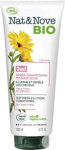 Nat&Nove Bio 2-În-1 Balsam + Masca Blândă Pentru Toate Tipurile De Păr Tub 200ml