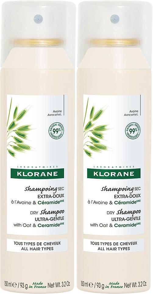 Klorane Șampon Uscat Extra Delicat Cu Ovăz Și Ceramidă 2x150ml