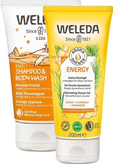 Weleda Aroma Shower Energy Gel De Duș + Kids 2În1 Șampon Și Gel De Duș Portocală