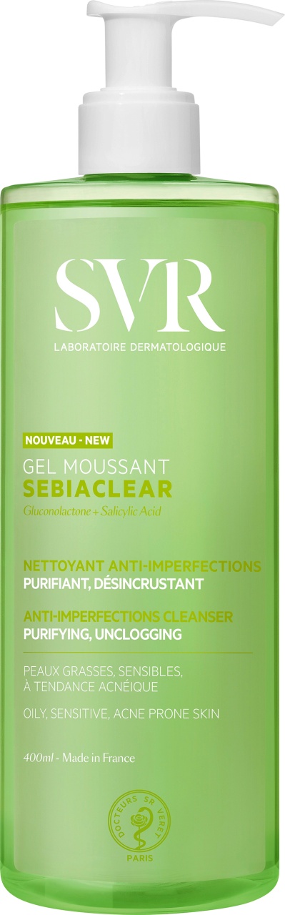 SVR Sebiaclear Gel De Curățare Pentru Față Și Corp Ten Gras Sensibil Și Predispus La Acnee 400ml