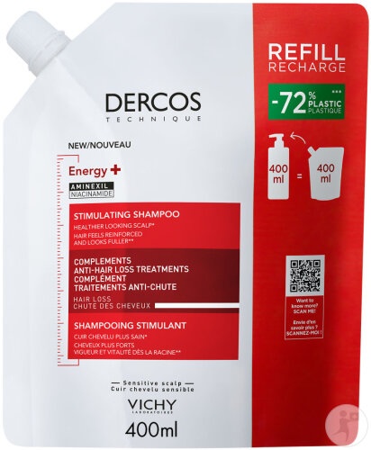 Rezerva eco sampon cu actiune energizanta Dercos Energy+, 400 ml, Vichy - imagine 5