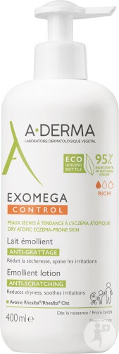 A-Derma Exomega Control Lapte Emolient Anti-Mâncărime Piele Uscată Atopică/Eczemă 400ml