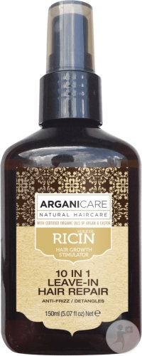 Arganicare Spray Reparator 10in1 Fără Clătire Cu Ulei De Ricin 150ml