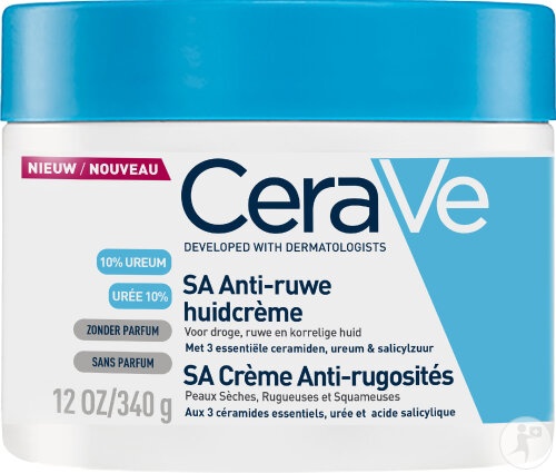CeraVe SA Cremă Anti-Rugozități Piele Uscată Cu Rugozități Și Descuamată Recipient 350g