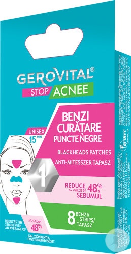 Benzi curatare puncte negre Stop Acnee, 8 bucati, Gerovital - imagine 3
