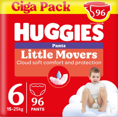 Huggies Little Movers Scutece-Chiloțel Bebeluși Mărimea 6 96 Bucăți