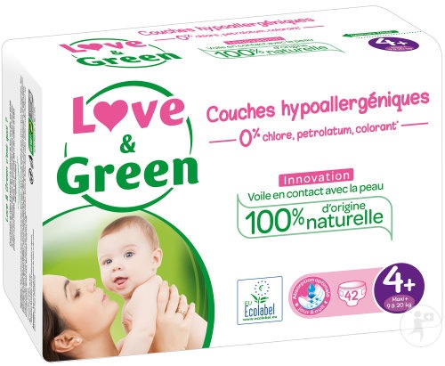Love&Green Scutece Ecolabel Și Hipoalergenice Mărimea 4+ 42 Bucăți
