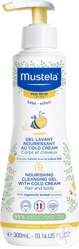 Mustela Bébé-Enfant Gel De Curățare Hrănitor Cold Cream Corp/Păr/Piele Uscată Flacon Cu Pompa 300ml